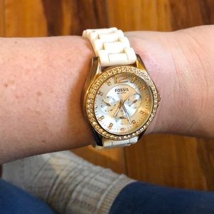 White silicone Fossil watch